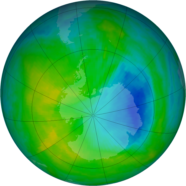 Antarctic ozone map for 01 December 1985